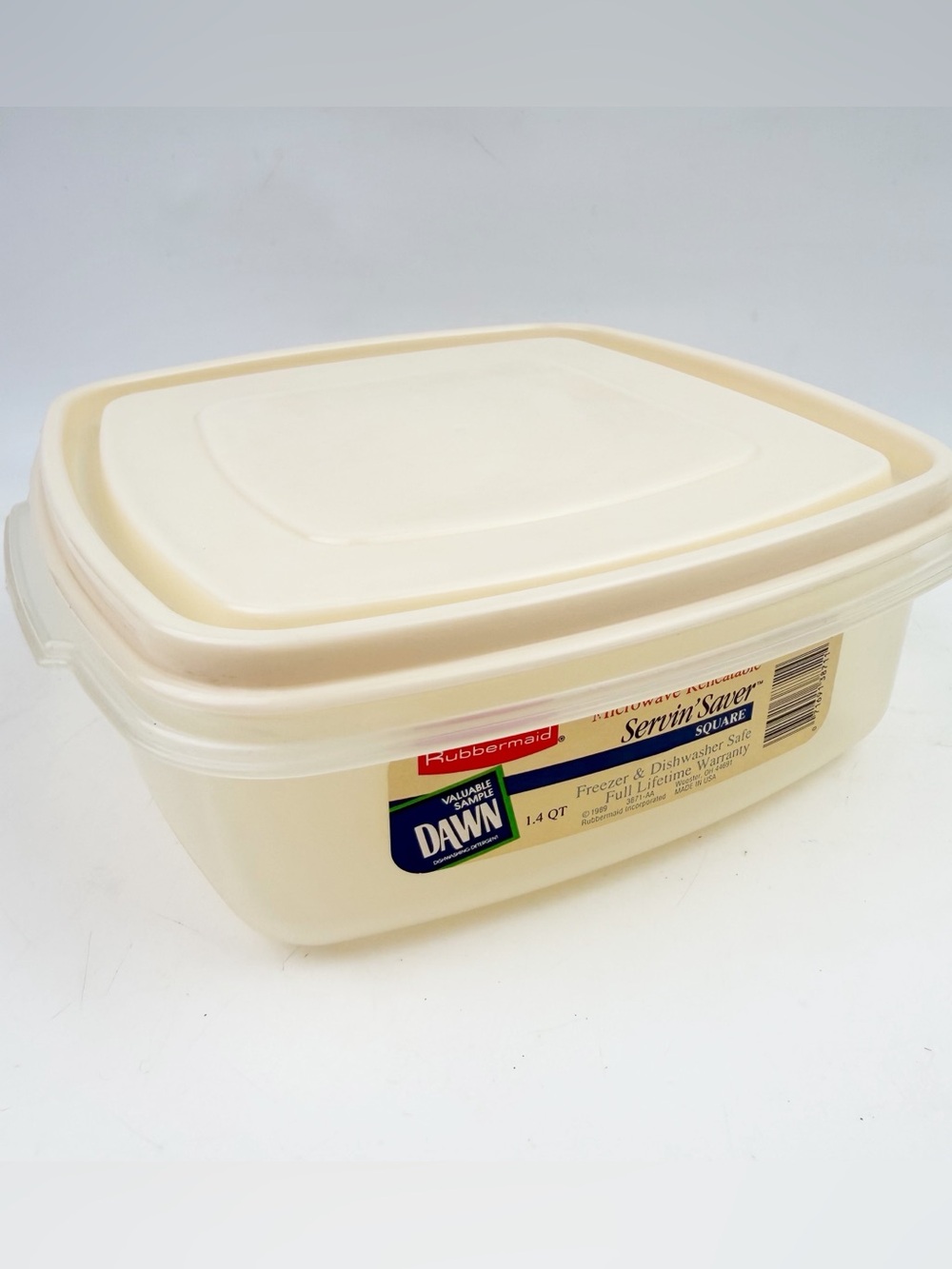 Vtg Rubbermaid #2 Square Servin’ Saver Storage Container Almond Lid 5 Cups New
